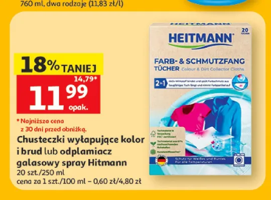 Chusteczki wyłapujące kolor i brud Heitmann promocja w Auchan