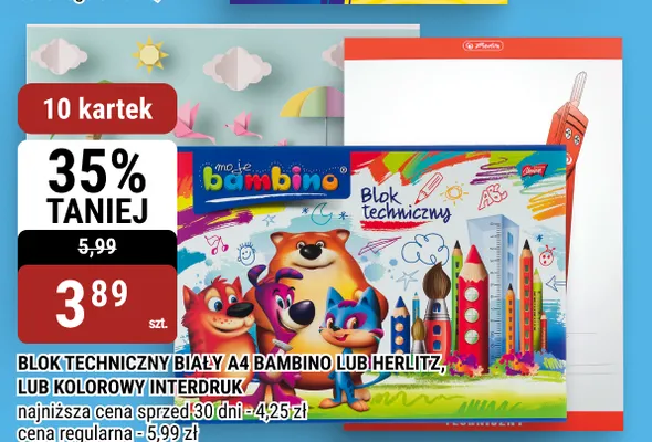 Blok techniczny biały A4 Herlitz promocja w bi1