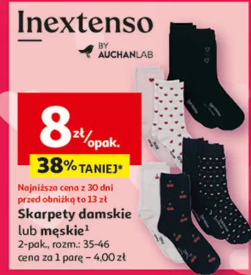 Skarpety damskie lub męskie Inextenso promocja w Auchan