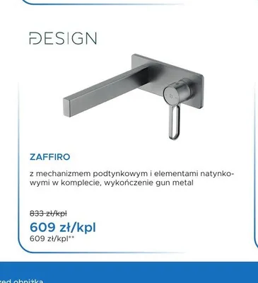 Bateria umywalkowa podtynkowa Design Zaffiro gun metal promocja w Blu Salony Łazienek
