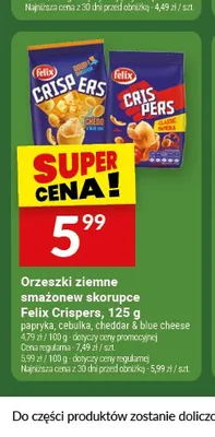 Orzeszki ziemne smażone w skorupce cebulka Felix Crispers promocja w Twój Market