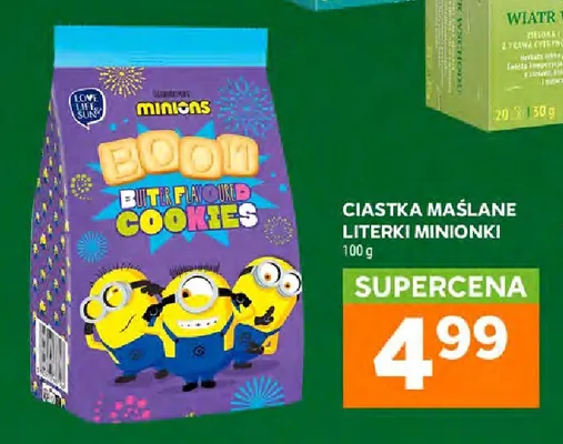 Ciastka maślane literki Minionki promocja w Stokrotka