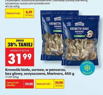 Krewetki białe surowe w pancerzu bez głowy oczyszczone Marinero promocja w Biedronka