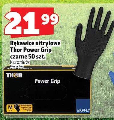 Rękawice nitrylowe Thor Power Grip czarne 50 szt. mix rozmiarów promocja w TOPAZ