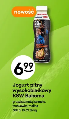 Jogurt pitny wysokobiałkowy KSW Bakoma truskawka-malina promocja w Żabka