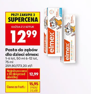 Pasta do zębów dla dzieci 1-6 lat, 50 ml promocja w Biedronka