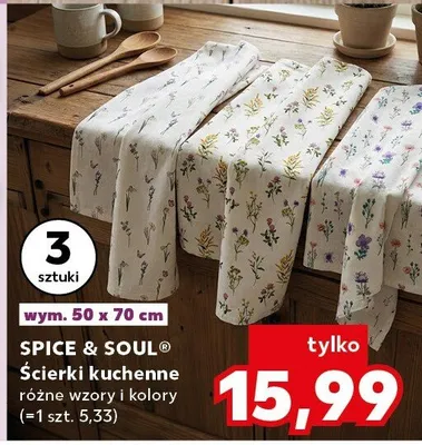 Ścierki kuchenne różne wzory i kolory, wym. 50 x 70 cm promocja w Kaufland