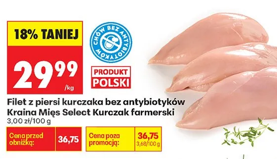 Filet z piersi kurczaka bez antybiotyków promocja w Biedronka