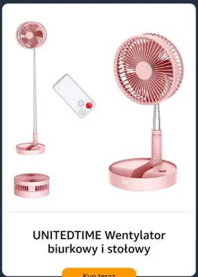 Wentylator biurkowy i stołowy Unitedtime promocja w Amazon