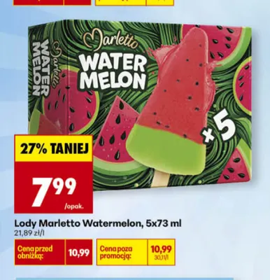 Lody Marletto Watermelon 5-pak promocja w Biedronka