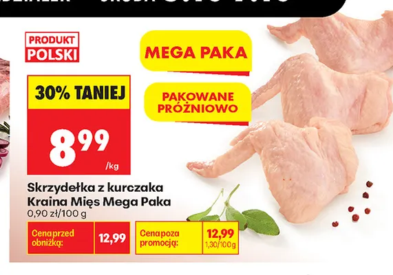 Skrzydełka z kurczaka Kraina Mięs Mega Paka promocja w Biedronka