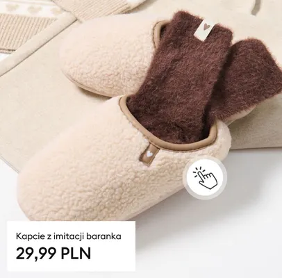 Kapcie z imitacji baranka promocja w Sinsay