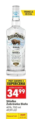 Wódka Żubrówka Biała promocja w Biedronka