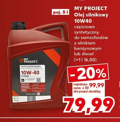 Olej silnikowy 10W40 My Project promocja w Kaufland