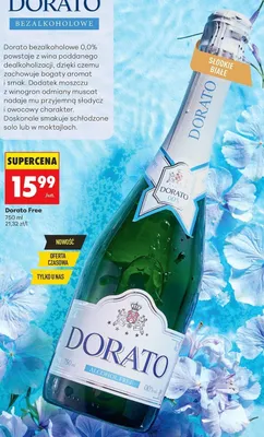 Wino bezalkoholowe musujące Dorato Free słodkie białe promocja w Biedronka
