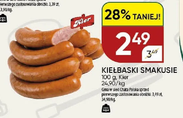 Kiełbaski smakusie Kier promocja w Chata Polska