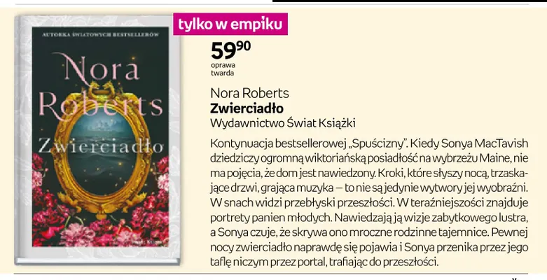Książka Zwierciadło Nora Roberts promocja w Empik