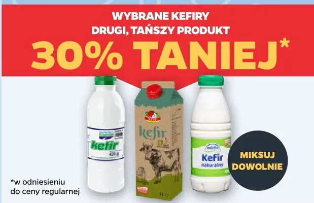 Wybrane kefiry, drugi -30% promocja w Netto
