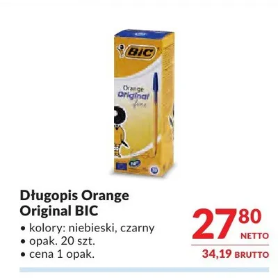 Długopis Orange Original niebieski BIC promocja w Makro
