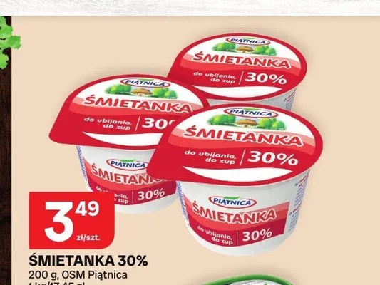 Śmietanka 30% OSM Piątnica promocja w Chorten
