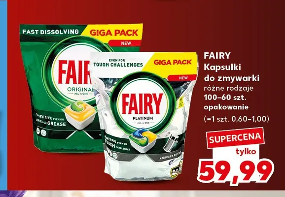 Kapsułki do zmywarki Fairy promocja w Kaufland
