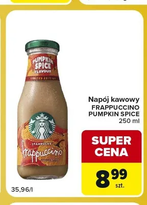 Napój kawowy Frappuccino Pumpkin Spice Starbucks promocja w Carrefour Express