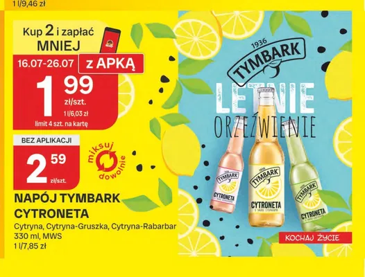 Napój Tymbark Cytroneta Cytryna-Rabarbar promocja w Chorten