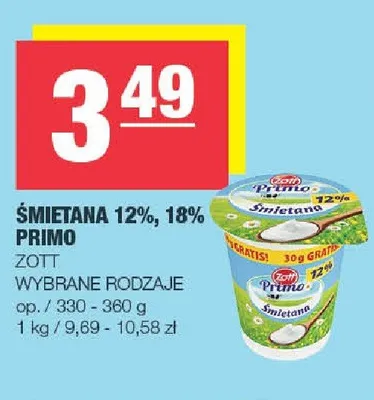 Śmietana Primo Zott promocja w SPAR