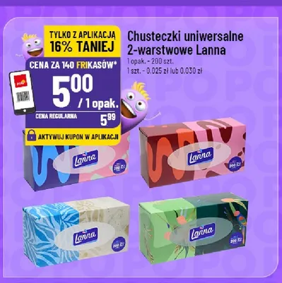 Chusteczki uniwersalne 2-warstwowe Lanna promocja w POLOmarket