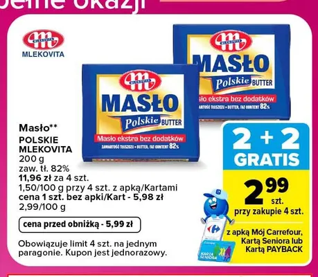 Masło Polskie Mlekovita promocja w Carrefour