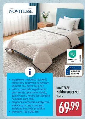 Kołdra super soft Novitesse 160x200cm promocja w Aldi