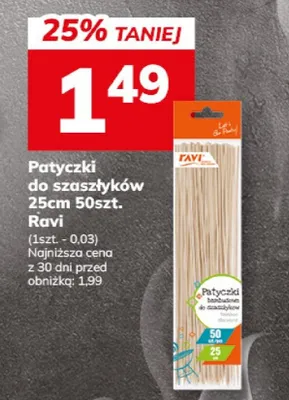 Patyczki do szaszłyków 25cm 50szt. promocja w Hitpol