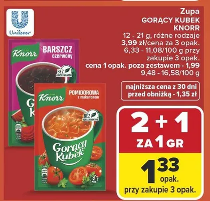 Zupa Gorący Kubek barszcz czerwony Knorr promocja w Carrefour