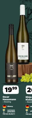 Wino białe Oscar Haussmann Riesling półsłodkie promocja w Netto