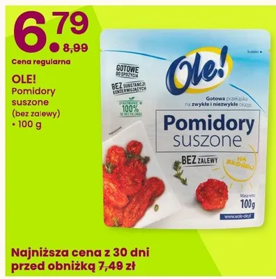 Pomidory suszone bez zalewy promocja w Frisco