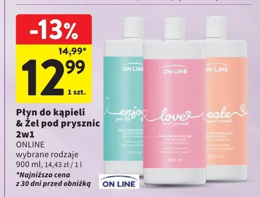 Płyn do kąpieli & Żel pod prysznic 2w1 ON LINE promocja w Intermarche