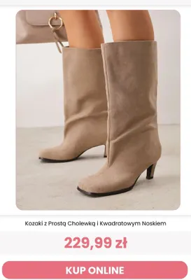 Kozaki z prostą cholewką i kwadratowym noskiem reneé promocja w Renee