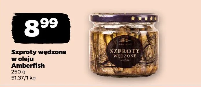 Szproty wędzone w oleju Amberfish promocja w Netto