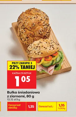Bułka śniadaniowa z ziarnami promocja w Biedronka