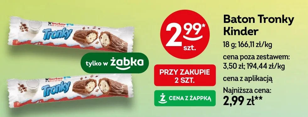 Baton Kinder Tronky promocja w Żabka