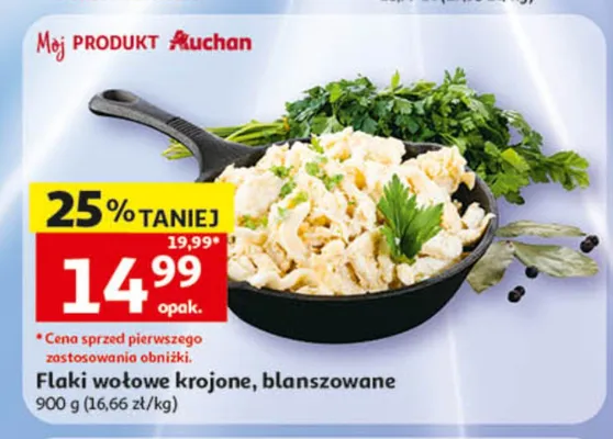 Flaki wołowe krojone blanszowane Auchan promocja w Auchan