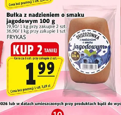 Bułka z nadzieniem o smaku jagodowym Frykas promocja w Prim Market