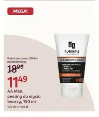 Peeling do mycia twarzy AA Men promocja w Rossmann