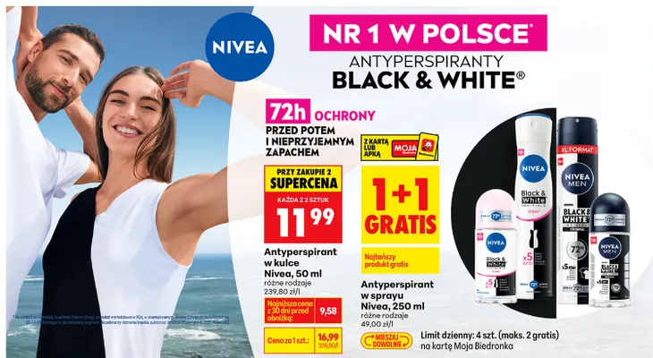Antyperspirant w sprayu Black & White promocja w Biedronka