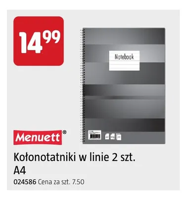 Kołonotatniki w linie 2-pak A4 Menuett promocja w Jula