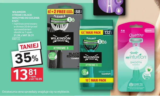 Maszynki do golenia Wilkinson Xtreme 3 Black 4 szt. promocja w Selgros