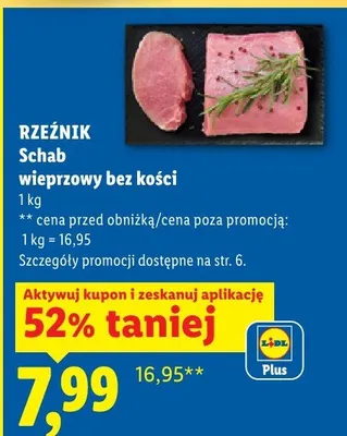Rzeźnik schab wieprzowy bez kości promocja w Lidl