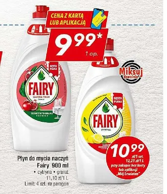 Płyn do mycia naczyń Fairy cytryna promocja w LEWIATAN