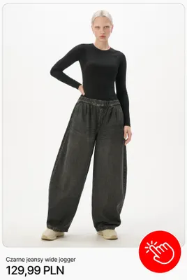 Czarne jeansy wide jogger Cropp promocja w Cropp