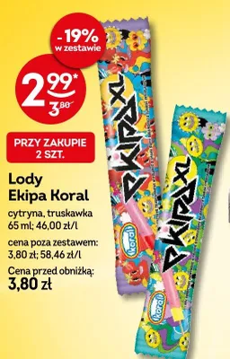 Lody Ekipa Koral cytryna promocja w Żabka
